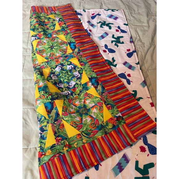 Quilt Cotton Stack & Whack Pattern Childs Colorful Picnic Blanket - Picture 5 of 5